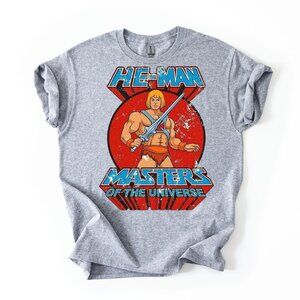 He-Man POWER Sword Masters of the Universe Graphic T Shirt Distressed Retro